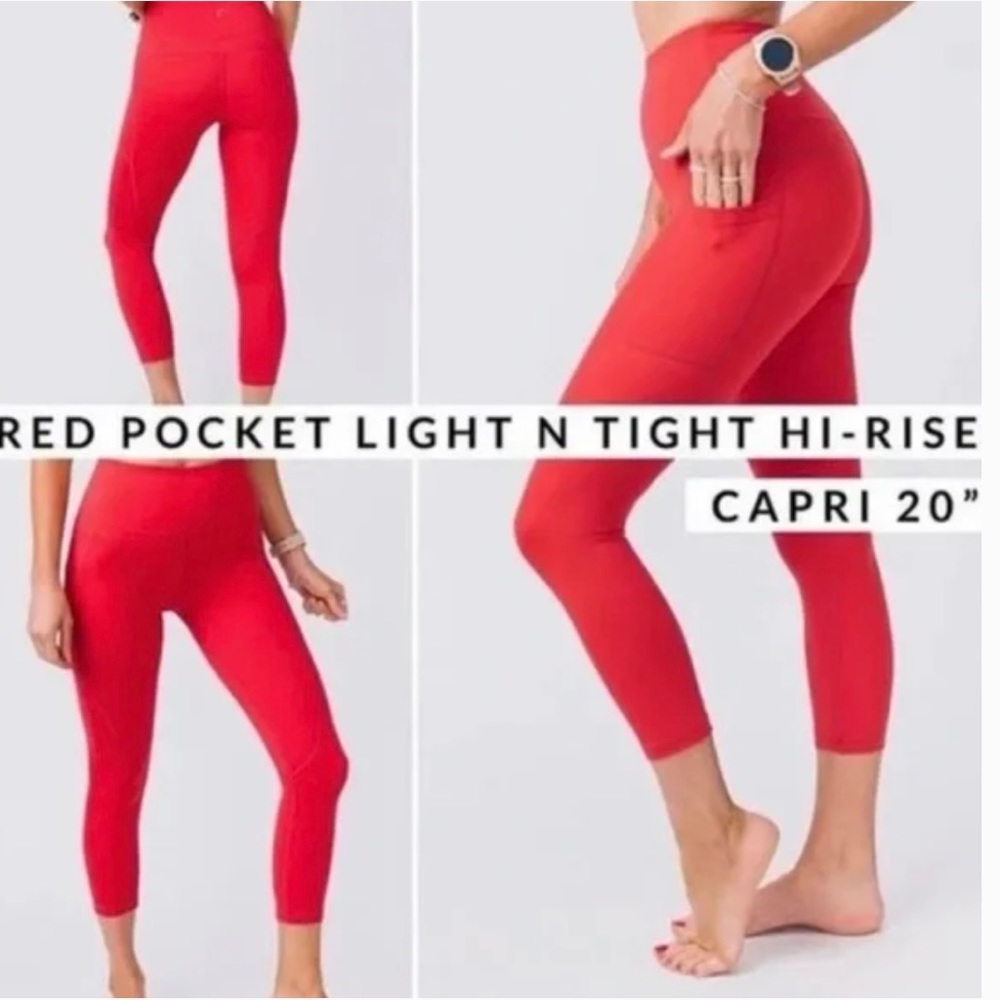 ZYIA Red Hi-Rise Capri Leggings with Side Pocket